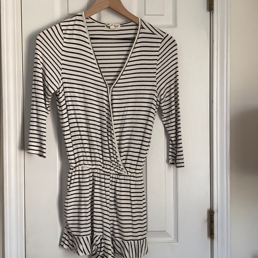 Cream and black romper